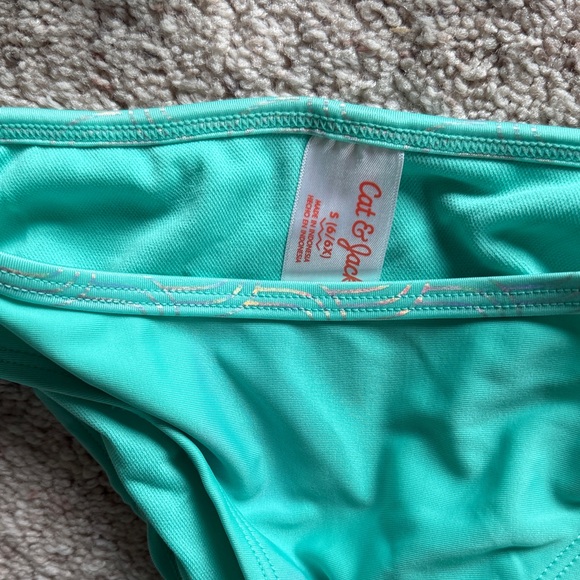 Cat & Jack Teal Mermaid Swim Set (4-Piece) Size 6 w/ Skirt & Coverup - Picture 2 of 5